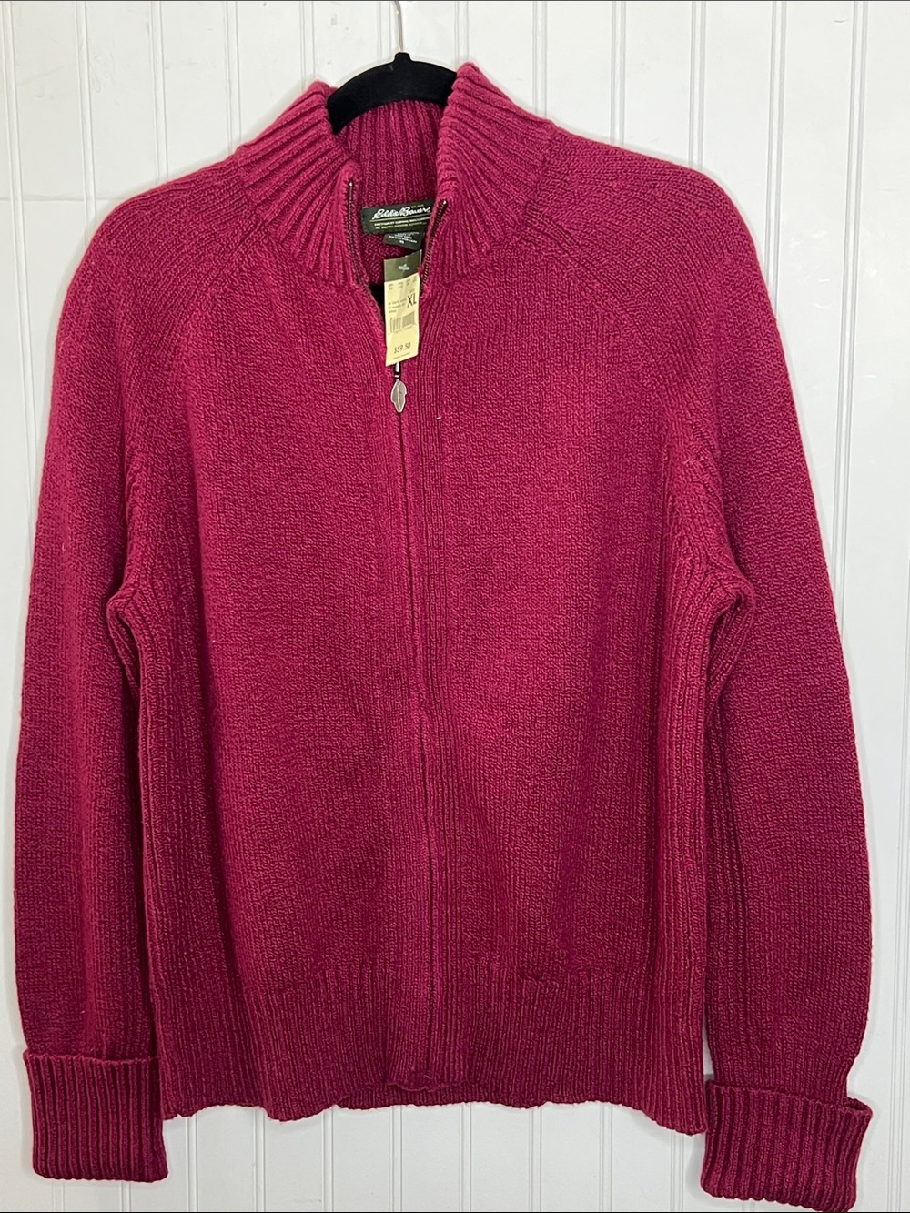 Charming Wine Full-Zip Knit Cardigan New Old Stock XL